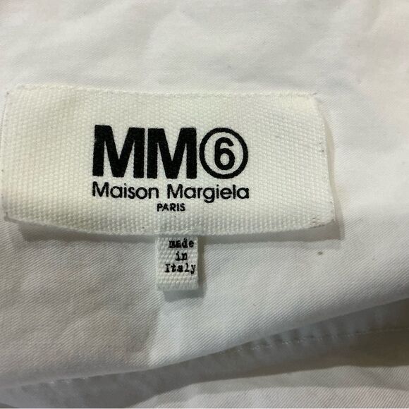 MAISON MARGIElA  White Button Down Shirt Dress with Silver Snaps - Picture 13 of 16